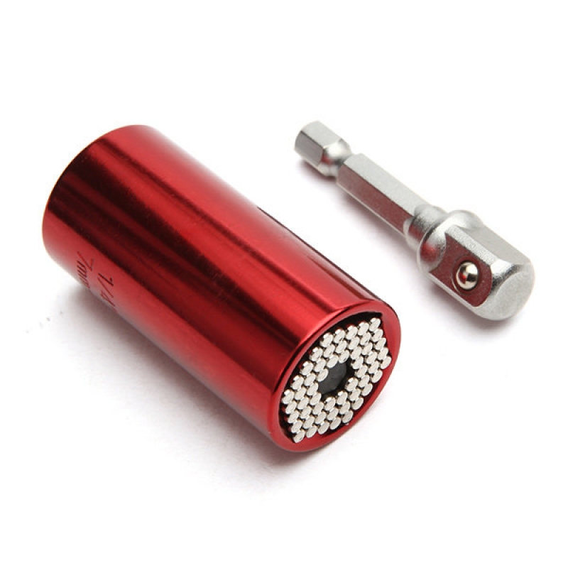 Stainless Steel 7-19mm Wrench Universal Socket/Drill Adapter Repair Set Red