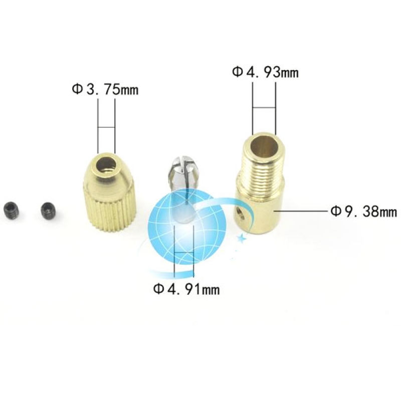 Practical Electric Drill Center Shaft with Chucks 0.5mm-3.0mm Golden