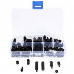 160pcs M3 Nylon Black M-F Hex Spacers Screw Nut As...