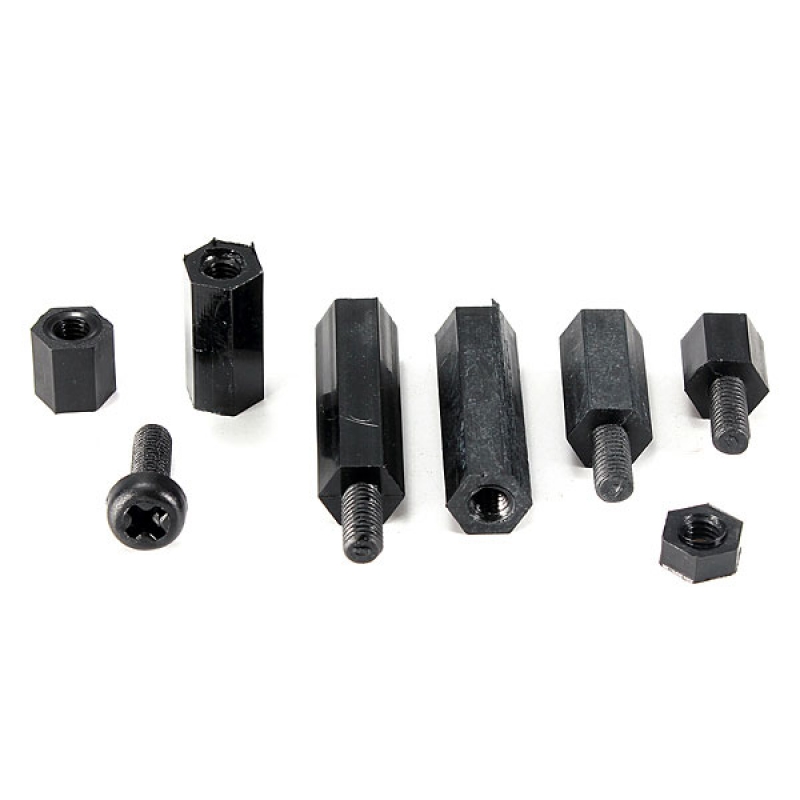 160pcs M3 Nylon Black M-F Hex Spacers Screw Nut Assortment Set 