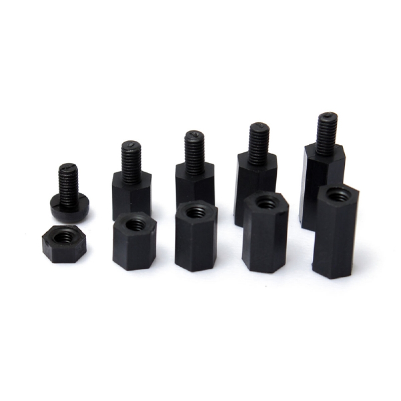 300pcs M3 Nylon Black Screw Nut Set