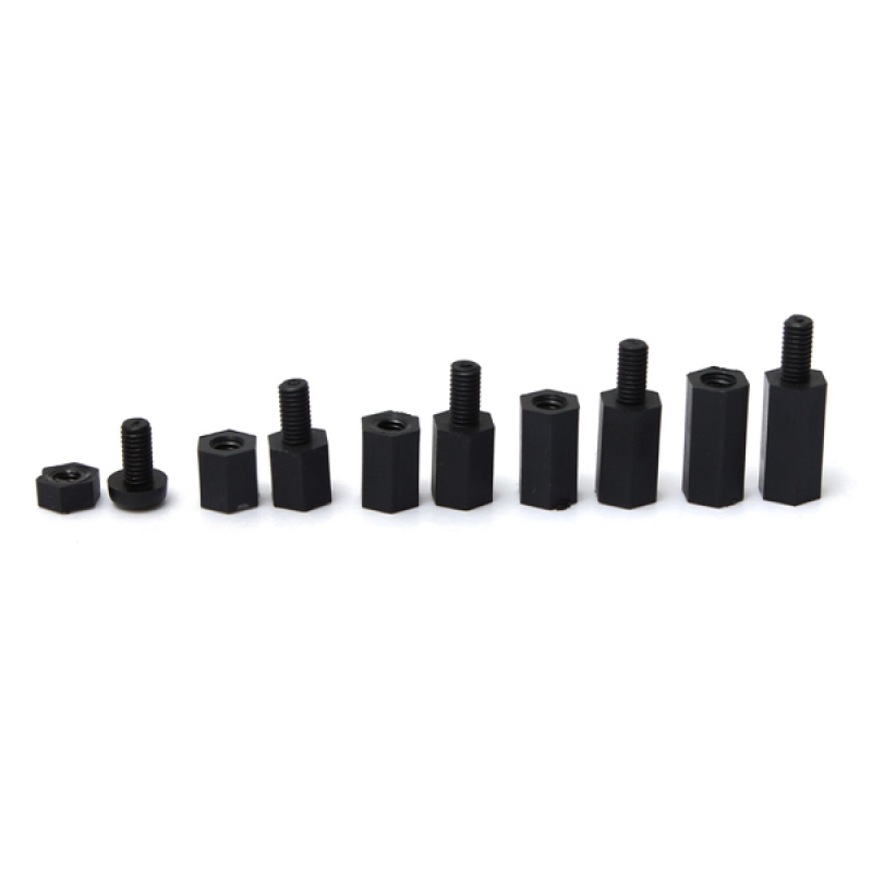 300pcs M3 Nylon Black Screw Nut Set