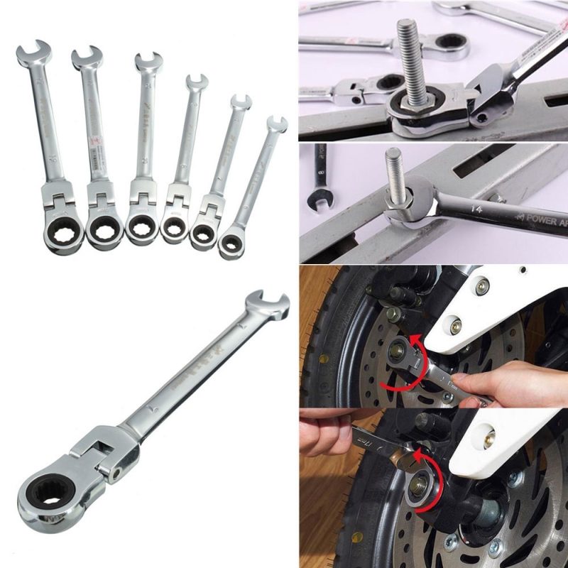 10mm Flexible Pivoting Head Ratchet Combination Spanner Set