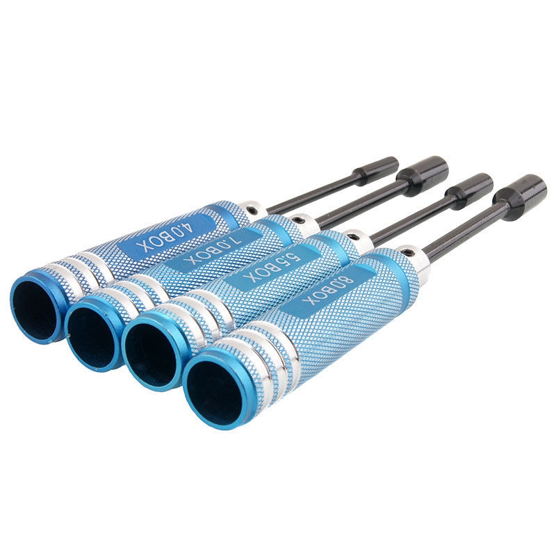 Aluminum Alloy & Steel 7.0mm Metal Hex Nut Key Socket Screwdriver Wrench Blue