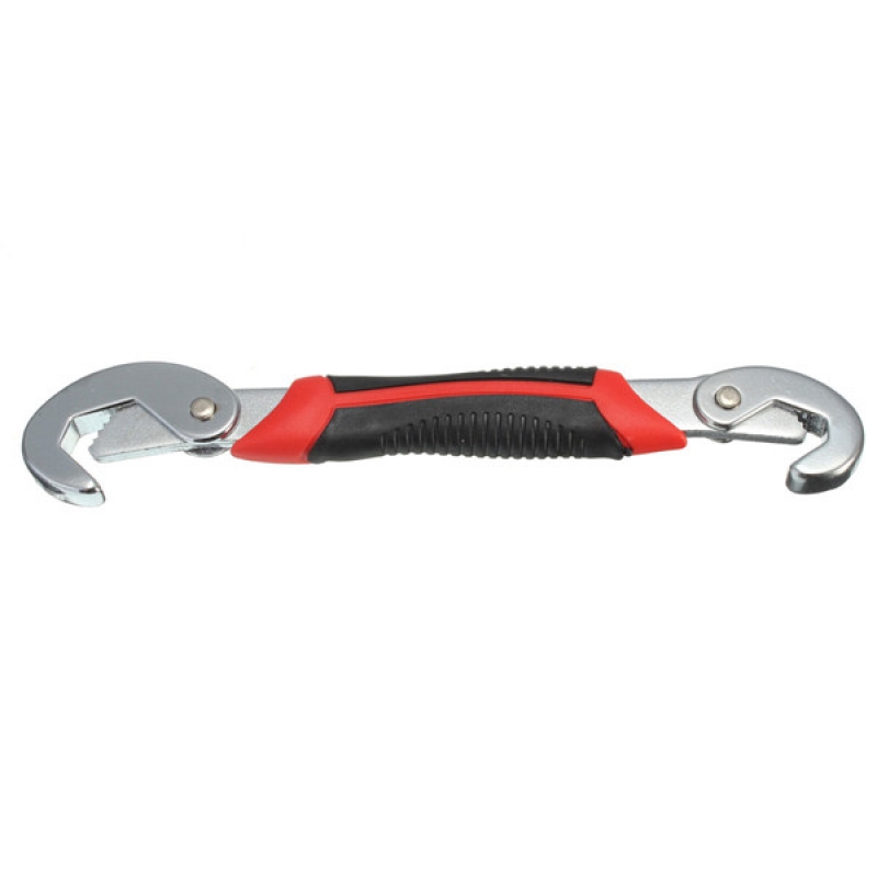 CR-V Steel + Rubber + Plastic 2pcs Multifunction Tool Adjustable Wrench Set Quick Snap N Grip Spanner Red & Black Handle