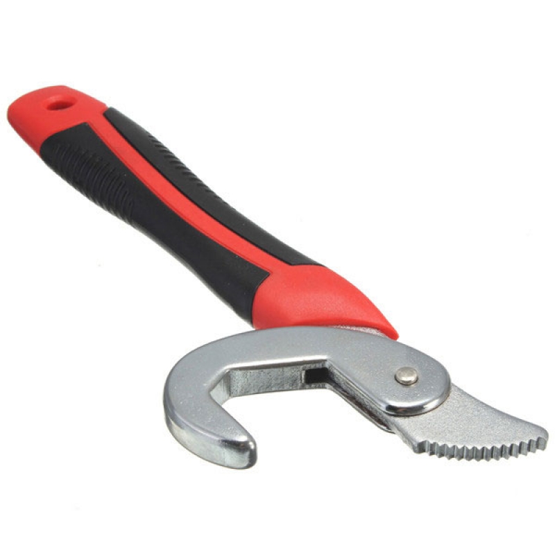 CR-V Steel + Rubber + Plastic 2pcs Multifunction Tool Adjustable Wrench Set Quick Snap N Grip Spanner Red & Black Handle