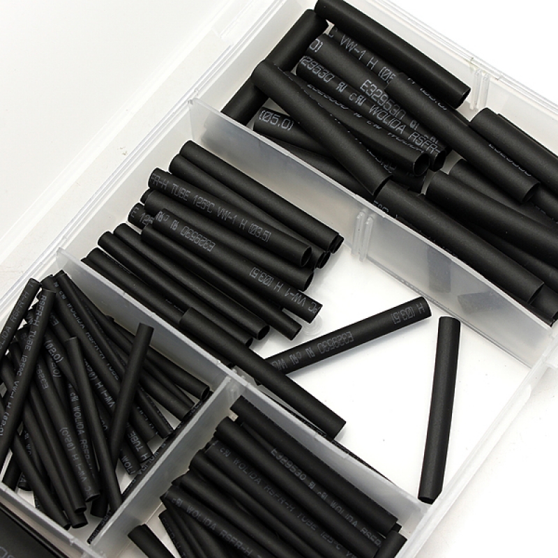 127pcs  Polyolefin  Heat Shrink Tube Sleeve Assortment Kit Black