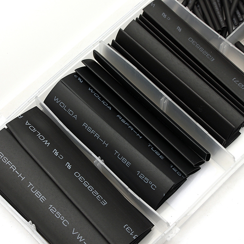 127pcs  Polyolefin  Heat Shrink Tube Sleeve Assortment Kit Black