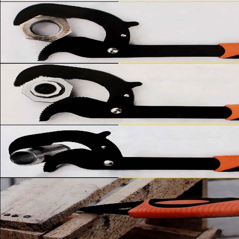 Black & Orange 30-60mm Multifunction Wrench Quick Snap Grip Adjustable Spanner Size S