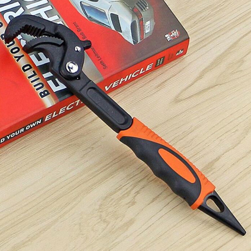 Black & Orange 30-60mm Multifunction Wrench Quick Snap Grip Adjustable Spanner Size S