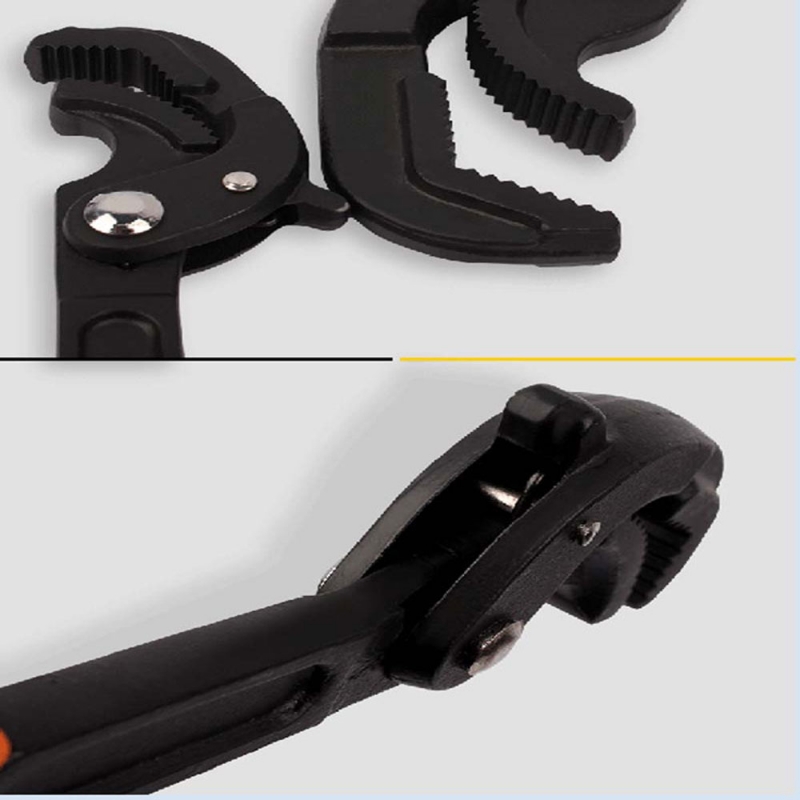 Black & Orange 30-60mm Multifunction Wrench Quick Snap Grip Adjustable Spanner Size S