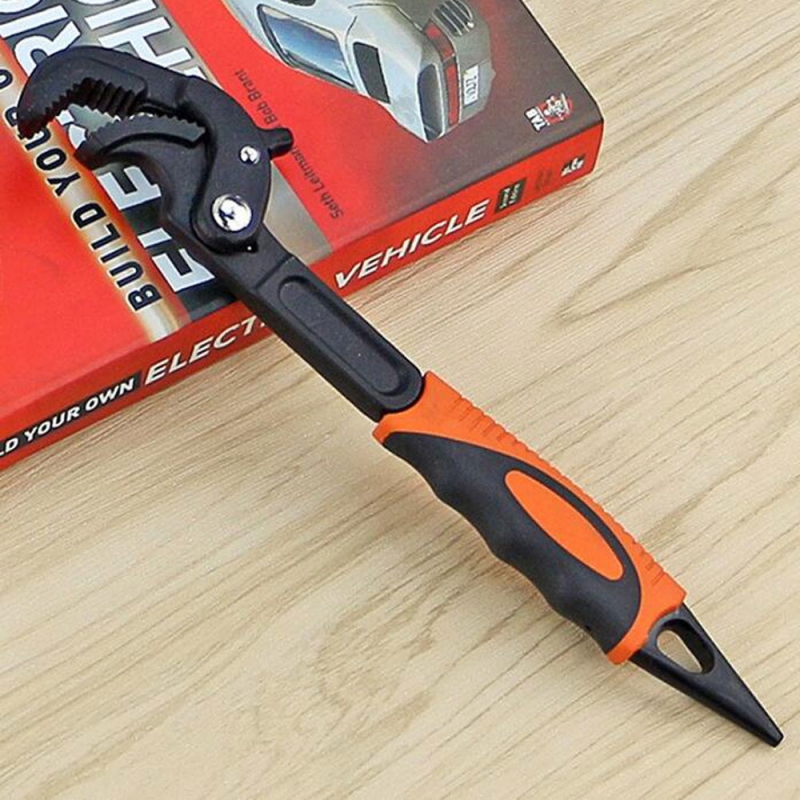 2pcs Chrome Vanadium Steel & Rubber 30-60mm Multifunction Wrench Quick Snap Grip Adjustable Black & Orange