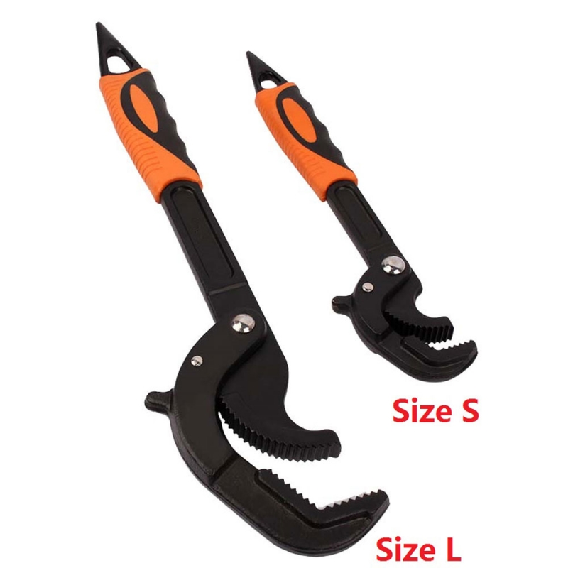 2pcs Chrome Vanadium Steel & Rubber 30-60mm Multifunction Wrench Quick Snap Grip Adjustable Black & Orange