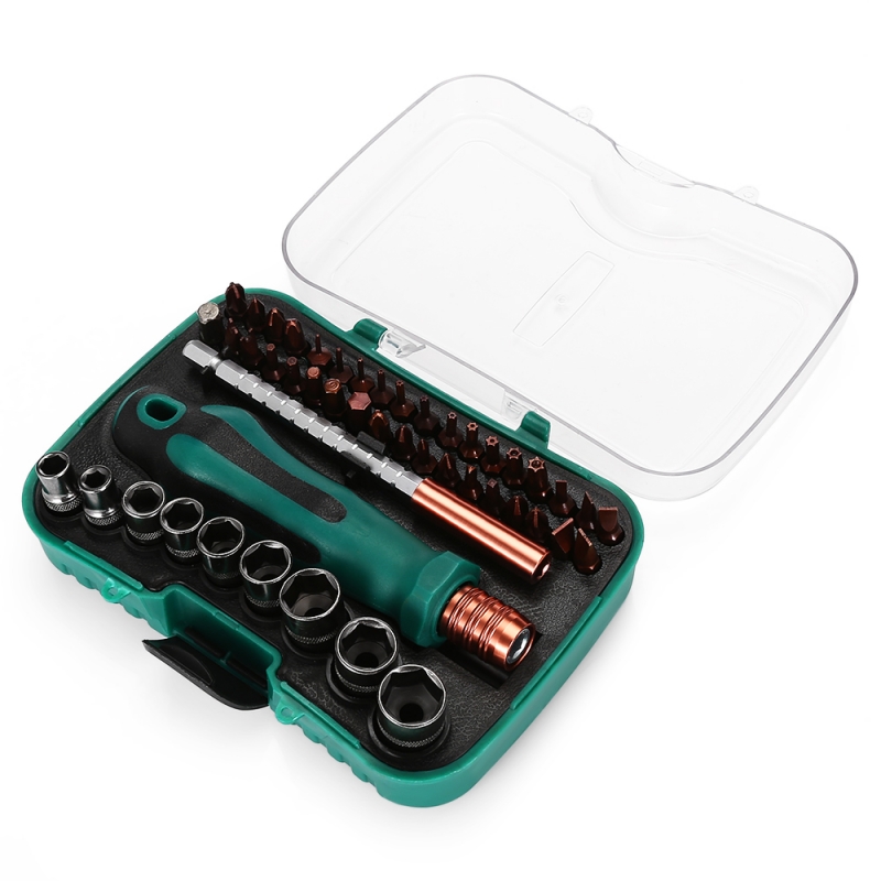 13.5MM High-quality Steel 46-piece Multi-function Combination Screwdriver Set / Disassemble Tool Green