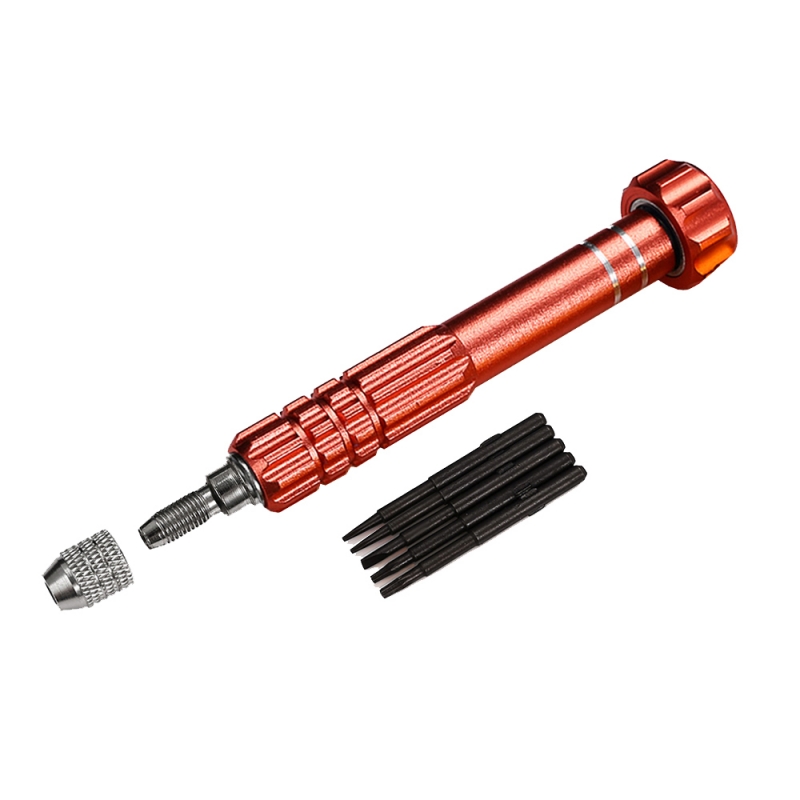 Alloy Steel & Titanium Handle AC-5 5 in 1 Precision Multi-function Screwdriver Set / Mobile Phone Repair Disassemble Tool Red