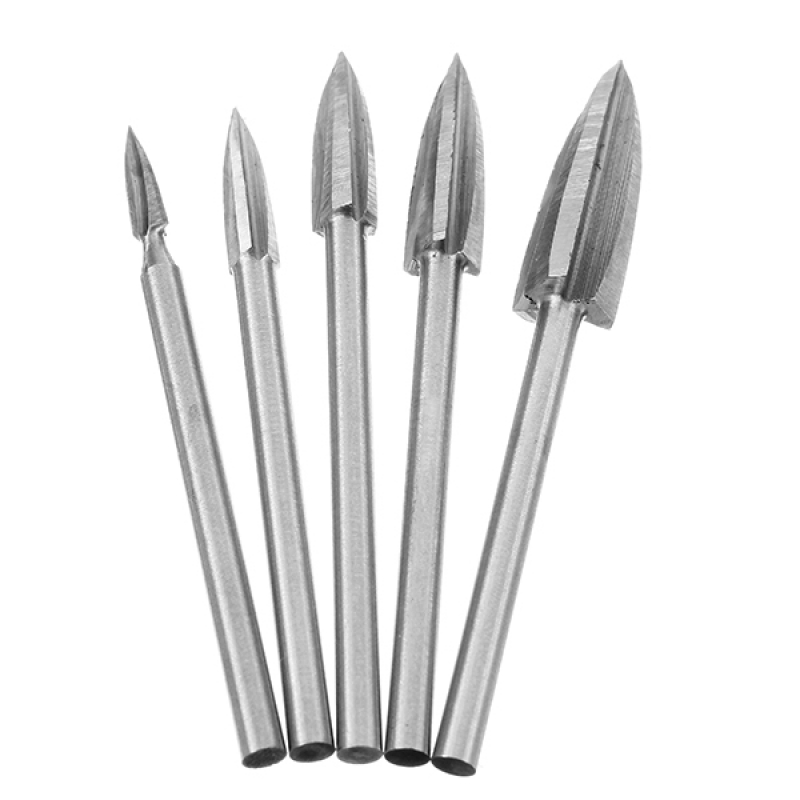 White Steel  3mm Shank 5pcs 3-8mm Milling Cutters Three Blades Wood Carving Knives