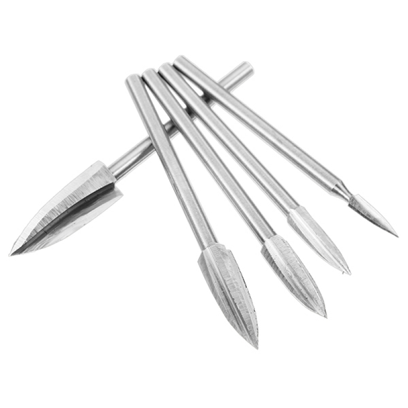 White Steel  3mm Shank 5pcs 3-8mm Milling Cutters Three Blades Wood Carving Knives