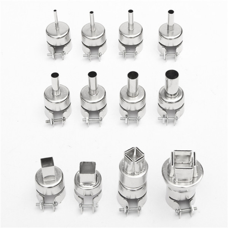 12pcs Stainless Steel 3/4/5/6/7/8/10/12mm A1125 A1126 Heat Gun Nozzle for 850 Hot Air Soldering Station